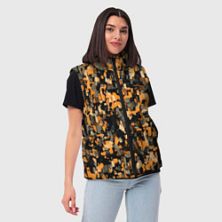 Женский жилет Мазки коричневой краски, цвет: 3D-черный — фото 2