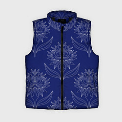 Женский жилет Лайнарт лотосы на синем - паттерн, цвет: 3D-черный