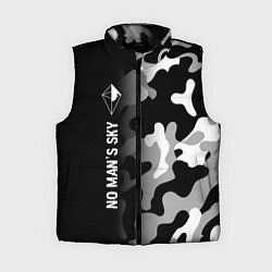 Женский жилет No Mans Sky glitch на темном фоне по-вертикали, цвет: 3D-черный