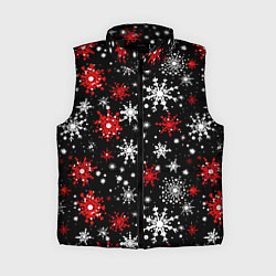 Женский жилет Белые и красные снежинки на черном фоне - нейросет, цвет: 3D-черный