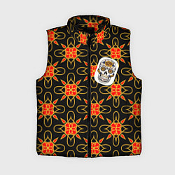 Женский жилет Радужный цветочный череп, цвет: 3D-черный