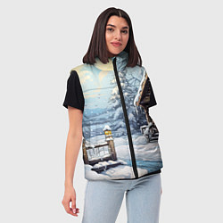 Женский жилет Деревянный зимний домик, цвет: 3D-светло-серый — фото 2