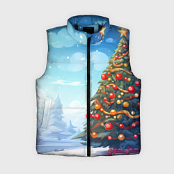 Женский жилет Большая новогодняя елка, цвет: 3D-черный
