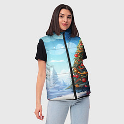 Женский жилет Большая новогодняя елка, цвет: 3D-черный — фото 2