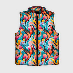 Женский жилет Разноцветные кляксы паттерн, цвет: 3D-красный