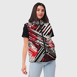 Женский жилет Киберпанк линии белые и красные, цвет: 3D-светло-серый — фото 2