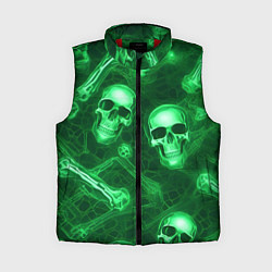 Женский жилет Зелёные черепа и кости, цвет: 3D-красный