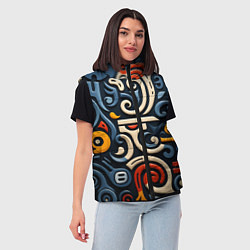 Женский жилет Абстрактный цветной паттерн в славянском стиле, цвет: 3D-черный — фото 2