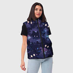 Женский жилет Фиолетовые котики, цвет: 3D-красный — фото 2