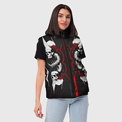 Женский жилет Позвоночные черепа красные, цвет: 3D-красный — фото 2