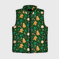 Женский жилет New year pattern with green background