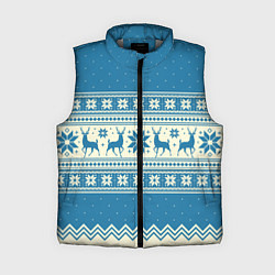 Женский жилет Sweater with deer on a blue background, цвет: 3D-светло-серый