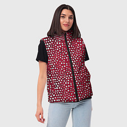 Женский жилет Белые пузырьки на красном фоне, цвет: 3D-красный — фото 2