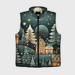 Женский жилет Снежная деревня в праздничном наряде