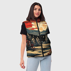 Женский жилет Зимнее настроение новогодний рисунок, цвет: 3D-черный — фото 2