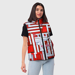 Женский жилет Полосы на красном фоне, цвет: 3D-красный — фото 2
