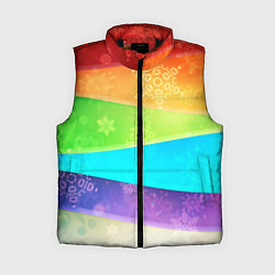 Женский жилет Абстрактный разноцветный волнистый фон со снежинка, цвет: 3D-черный