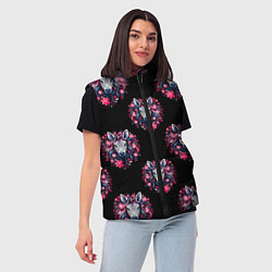 Женский жилет Портрет зебры, цвет: 3D-черный — фото 2