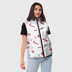 Женский жилет Новогодние конфетки и подарки, цвет: 3D-черный — фото 2
