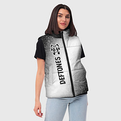 Женский жилет Deftones glitch на светлом фоне по-вертикали, цвет: 3D-черный — фото 2