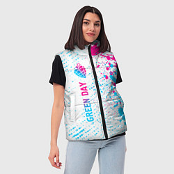 Женский жилет Green Day neon gradient style по-вертикали, цвет: 3D-черный — фото 2