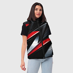 Женский жилет Red black abstract, цвет: 3D-черный — фото 2