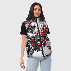 Женский жилет Японский стиль иероглифы, цвет: 3D-красный — фото 2