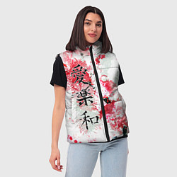 Женский жилет Японский стиль иероглифы, цвет: 3D-черный — фото 2