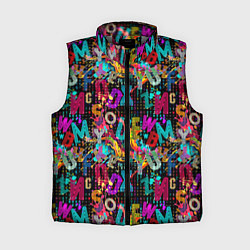 Женский жилет Multicolored english letters, цвет: 3D-светло-серый