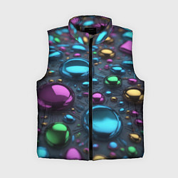 Женский жилет Абстрактция с разноцветными металлическими овалами, цвет: 3D-черный
