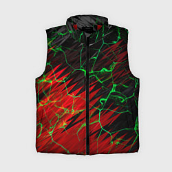 Женский жилет Зелёные трещины узоры, цвет: 3D-красный