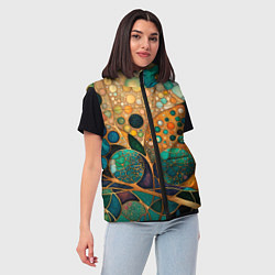 Женский жилет Вдохновение Климтом - изумрудная абстракция с круг, цвет: 3D-светло-серый — фото 2