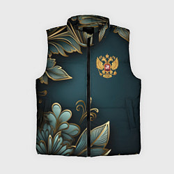 Женский жилет Золотые листья и герб России, цвет: 3D-черный