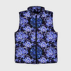 Женский жилет Новогодняя гжель роспись на чёрном фоне, цвет: 3D-черный