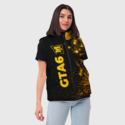 Женский жилет GTA6 - gold gradient по-вертикали, цвет: 3D-черный — фото 2