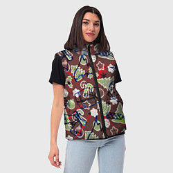 Женский жилет Ёлочные игрушки, цвет: 3D-черный — фото 2