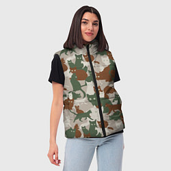 Женский жилет Кошки - камуфляж, цвет: 3D-светло-серый — фото 2