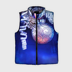 Женский жилет Новогодняя елка с шарами, цвет: 3D-светло-серый