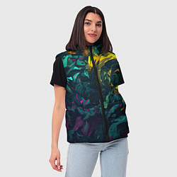 Женский жилет Абстрактный камуфляж в кислотных абстрактных пятна, цвет: 3D-черный — фото 2