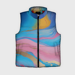 Женский жилет Жидкая синяя и розовая краска, цвет: 3D-красный