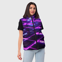 Женский жилет Фиолетовая неоновая плитка, цвет: 3D-красный — фото 2
