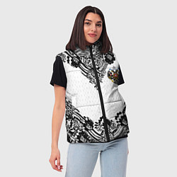 Женский жилет Имперский узор Россия герб патриотизм, цвет: 3D-черный — фото 2