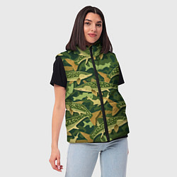 Женский жилет Камуфляж рыболова - рыба щука, цвет: 3D-красный — фото 2