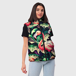 Женский жилет Камуфляж розовый фламинго, цвет: 3D-черный — фото 2