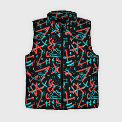 Женский жилет Цветные геометрические каракули, цвет: 3D-черный