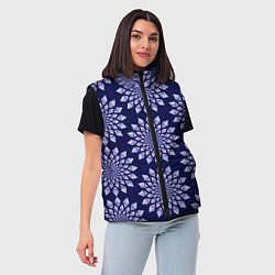 Женский жилет Криптовалюта Эфириум паттерн по кругу на синем, цвет: 3D-светло-серый — фото 2