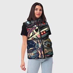 Женский жилет Japanese cars art, цвет: 3D-черный — фото 2