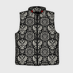 Женский жилет Черно-белый греб России паттерн, цвет: 3D-красный
