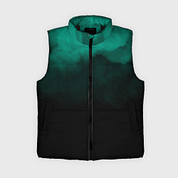 Женский жилет Зелёный туман на чёрном