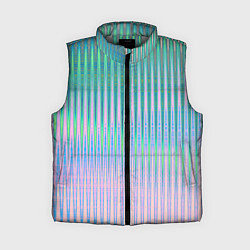 Женский жилет Голографический эффект светлых тонов полос, цвет: 3D-светло-серый